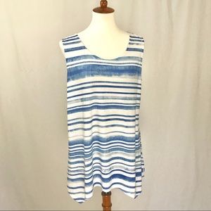 Blue Striped Tank with Crotchet Back Detail
